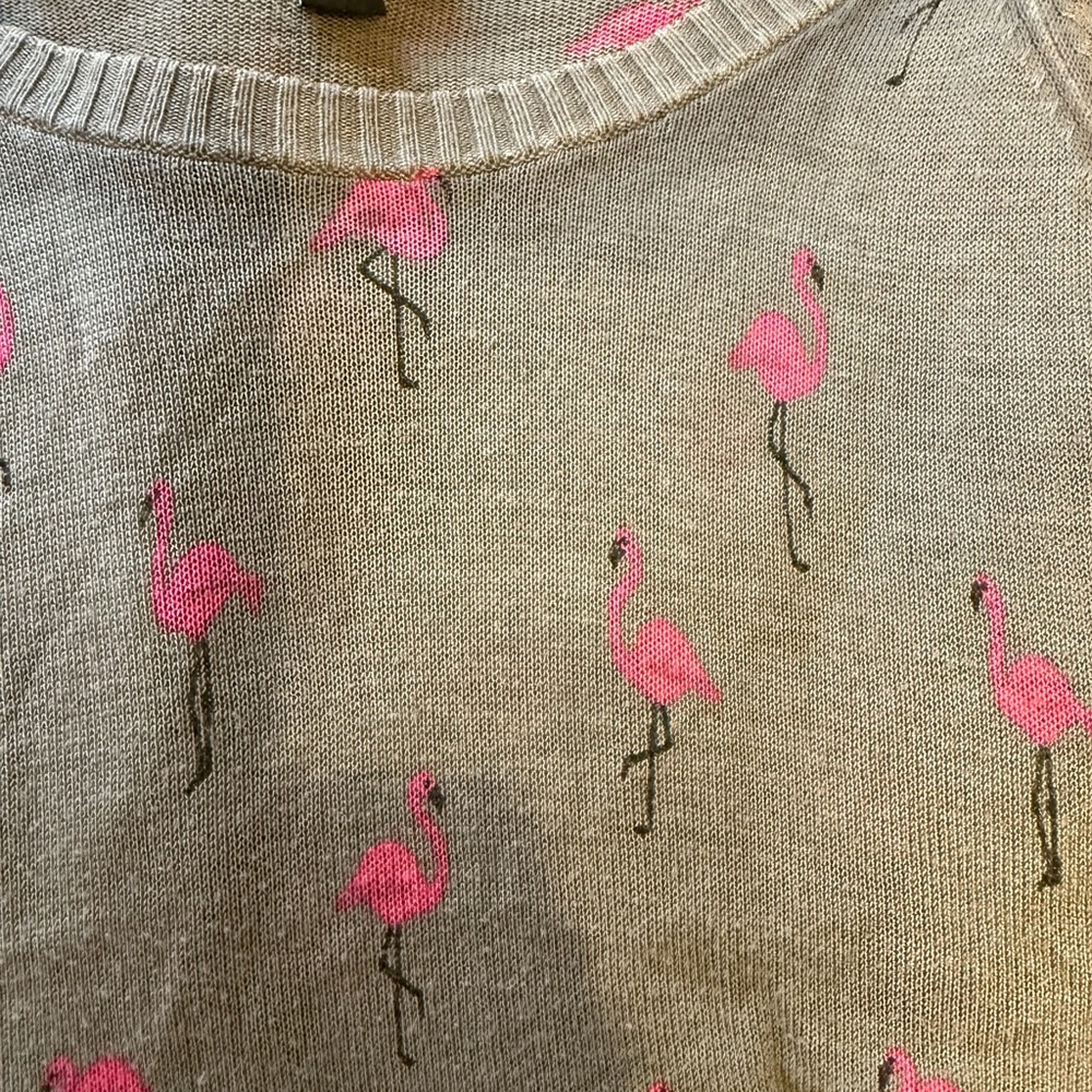 Torrid Gray Sweater with Pink Flamingo Design